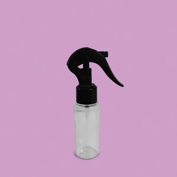 ENVASE PET 60ML CON PULVERIZADOR TIPO GATILLO NEGRO B24 - TRANSPARENTE